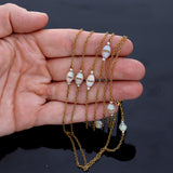 Edwardian 18k Gold Opal and Rock Crystal Long Chain circa 1910