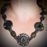 Victorian Vulcanite Cameo Black Mourning Necklace Circa 1880