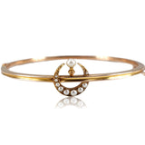Victorian C. 1900 Gold and Pearl Crescent Moon Bracelet