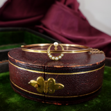 Victorian C. 1900 Gold and Pearl Crescent Moon Bracelet