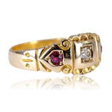 Edwardian 1909 18K Gold Ruby and Diamond Ring