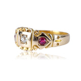 Edwardian 1909 18K Gold Ruby and Diamond Ring