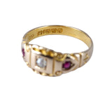 Edwardian 1909 18K Gold Ruby and Diamond Ring