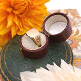 Edwardian 18K Gold Signet Ring with Roses