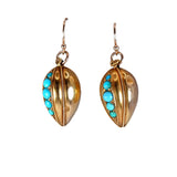 Victorian 18K Gold and Turquoise Etruscan Revival Drop Earrings