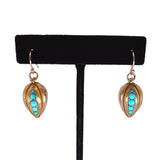 Victorian 18K Gold and Turquoise Etruscan Revival Drop Earrings