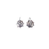 Pair of silver earrings on a white background