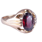 Edwardian 1913 9K Rose Gold and Garnet Solitaire Ring