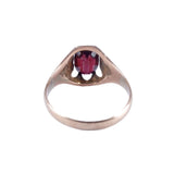 Edwardian 1913 9K Rose Gold and Garnet Solitaire Ring