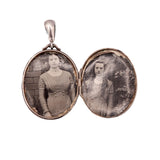 Double-sided locket with vintage portraits on a white background