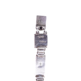 Silver bracelet with clasp on a white background