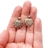 Victorian Silver Plated Heart Shaped Bird Earrings circa 1890