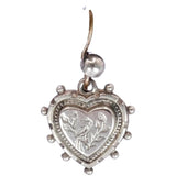 Victorian Silver Plated Heart Shaped Bird Earrings circa 1890
