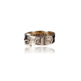 Decorative silver ring on a white background