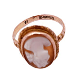 Edwardian 9K Gold Cameo Ring circa 1918