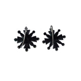 Black star-shaped earrings on a white background