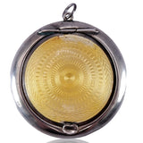 Art Deco Sterling Silver Yellow Guilloche Enamel Compact Pendant circa 1921
