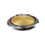 Art Deco Sterling Silver Yellow Guilloche Enamel Compact Pendant circa 1921
