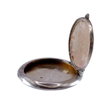 Art Deco Sterling Silver Yellow Guilloche Enamel Compact Pendant circa 1921