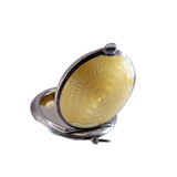 Art Deco Sterling Silver Yellow Guilloche Enamel Compact Pendant circa 1921
