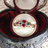 Victorian 12k Gold Emerald and Ruby Ring circa 1865