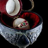 Victorian 12k Gold Emerald and Ruby Ring circa 1865