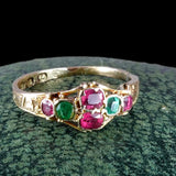 Victorian 12k Gold Emerald and Ruby Ring circa 1865