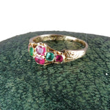 Victorian 12k Gold Emerald and Ruby Ring circa 1865