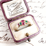 Victorian 12k Gold Emerald and Ruby Ring circa 1865