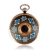Georgian Turquoise and Pearl Gilt Miniature Spyglass Telescope Pendant
