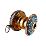 Georgian Turquoise and Pearl Gilt Miniature Spyglass Telescope Pendant