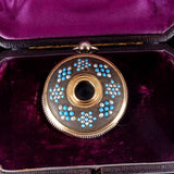 Georgian Turquoise and Pearl Gilt Miniature Spyglass Telescope Pendant