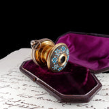 Georgian Turquoise and Pearl Gilt Miniature Spyglass Telescope Pendant