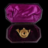 Georgian Horn Shaped Gold Gilt Cannetille Miniature Telescope Spyglass Pendant