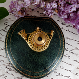 Georgian Horn Shaped Gold Gilt Cannetille Miniature Telescope Spyglass Pendant