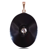 Victorian 14k Gold, Onyx and Rose Cut Diamond Pendant circa 1880