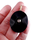 Victorian 14k Gold, Onyx and Rose Cut Diamond Pendant circa 1880