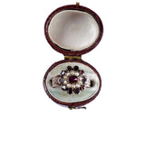 Georgian Foiled Flat Cut Garnet and Seed Pearl 9k Gold Ring circa 1830