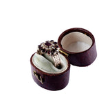 Georgian Foiled Flat Cut Garnet and Seed Pearl 9k Gold Ring circa 1830