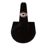 Georgian Foiled Flat Cut Garnet and Seed Pearl 9k Gold Ring circa 1830