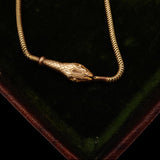 Art Deco Egyptian Revival Gold Colored Snake Choker Necklace circa 1925