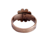 Georgian Foiled Flat Cut Garnet and Seed Pearl 9k Gold Ring circa 1830