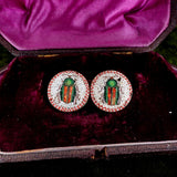 Victorian Italian Micromosaic Beetle Earrings C. 1870