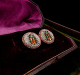 Victorian Italian Micromosaic Beetle Earrings C. 1870
