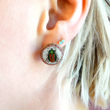 Victorian Italian Micromosaic Beetle Earrings C. 1870