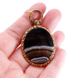 Victorian Banded Agate Pendant Fob circa 1860