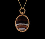 Victorian Banded Agate Pendant Fob circa 1860
