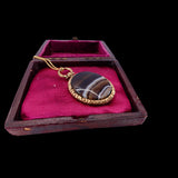 Victorian Banded Agate Pendant Fob circa 1860