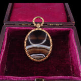 Victorian Banded Agate Pendant Fob circa 1860