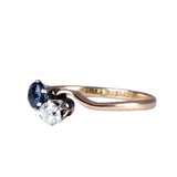 Edwardian Toi et Moi Sapphire Diamond Ring 18k Gold Platinum C. 1915